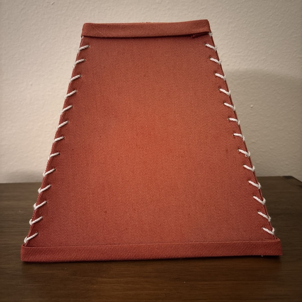 Vintage 1980s Red Denim Lamp shade Oriental Style Big Stitching Lamp Shade 8.5"